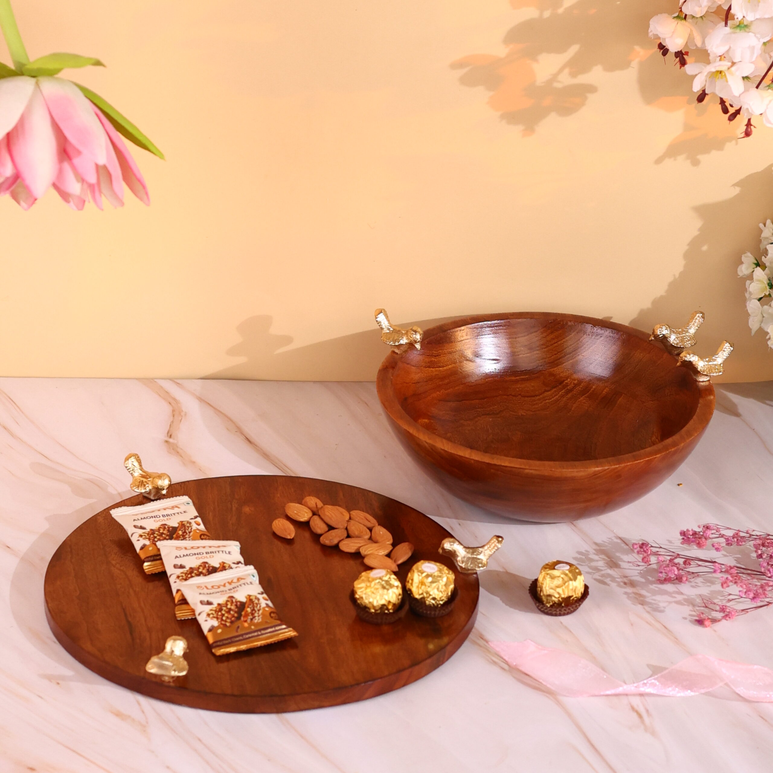 The Rustic Serve Set – Mango Wood Platter & Bowl