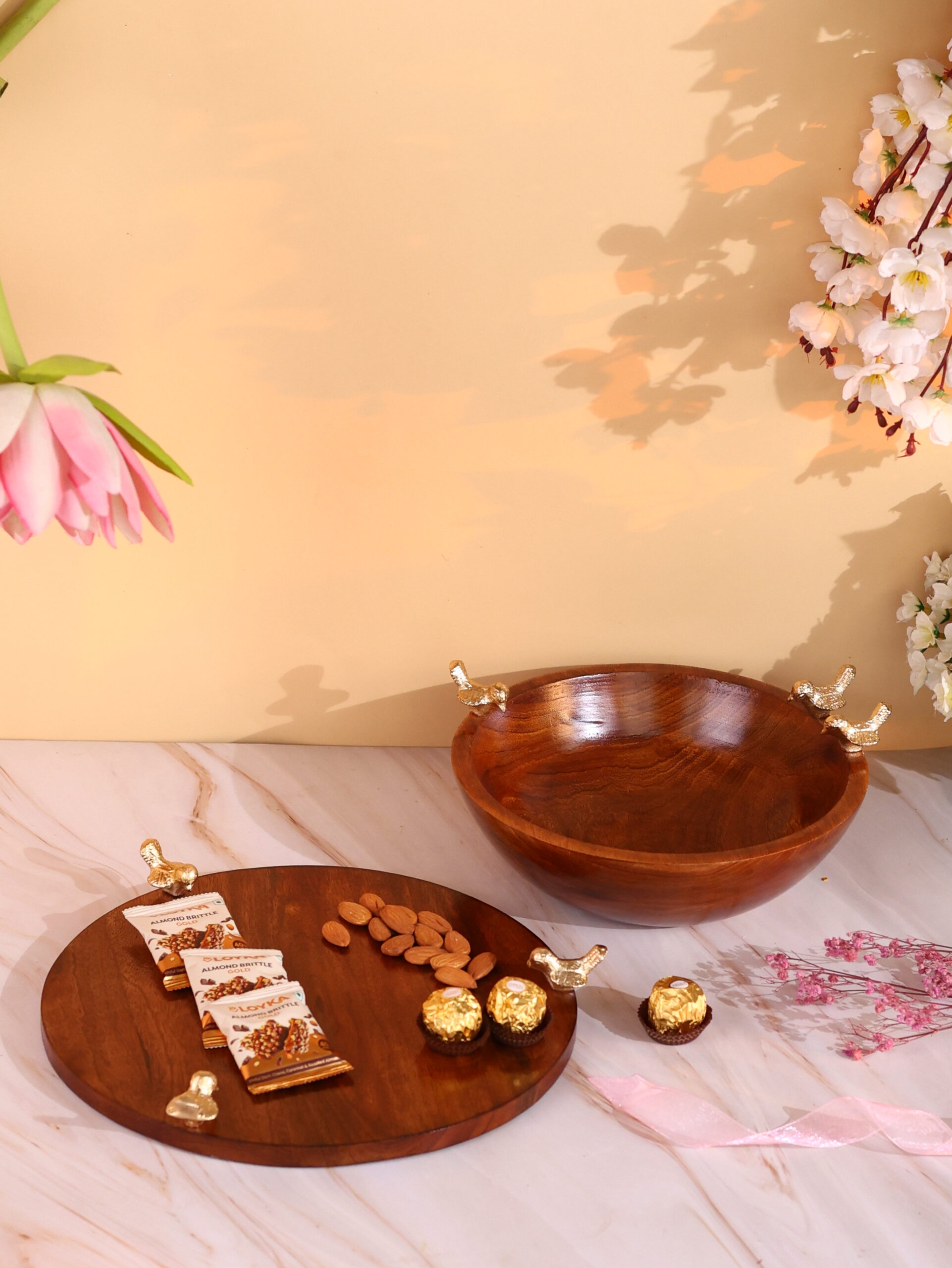 The Rustic Serve Set – Mango Wood Platter & Bowl