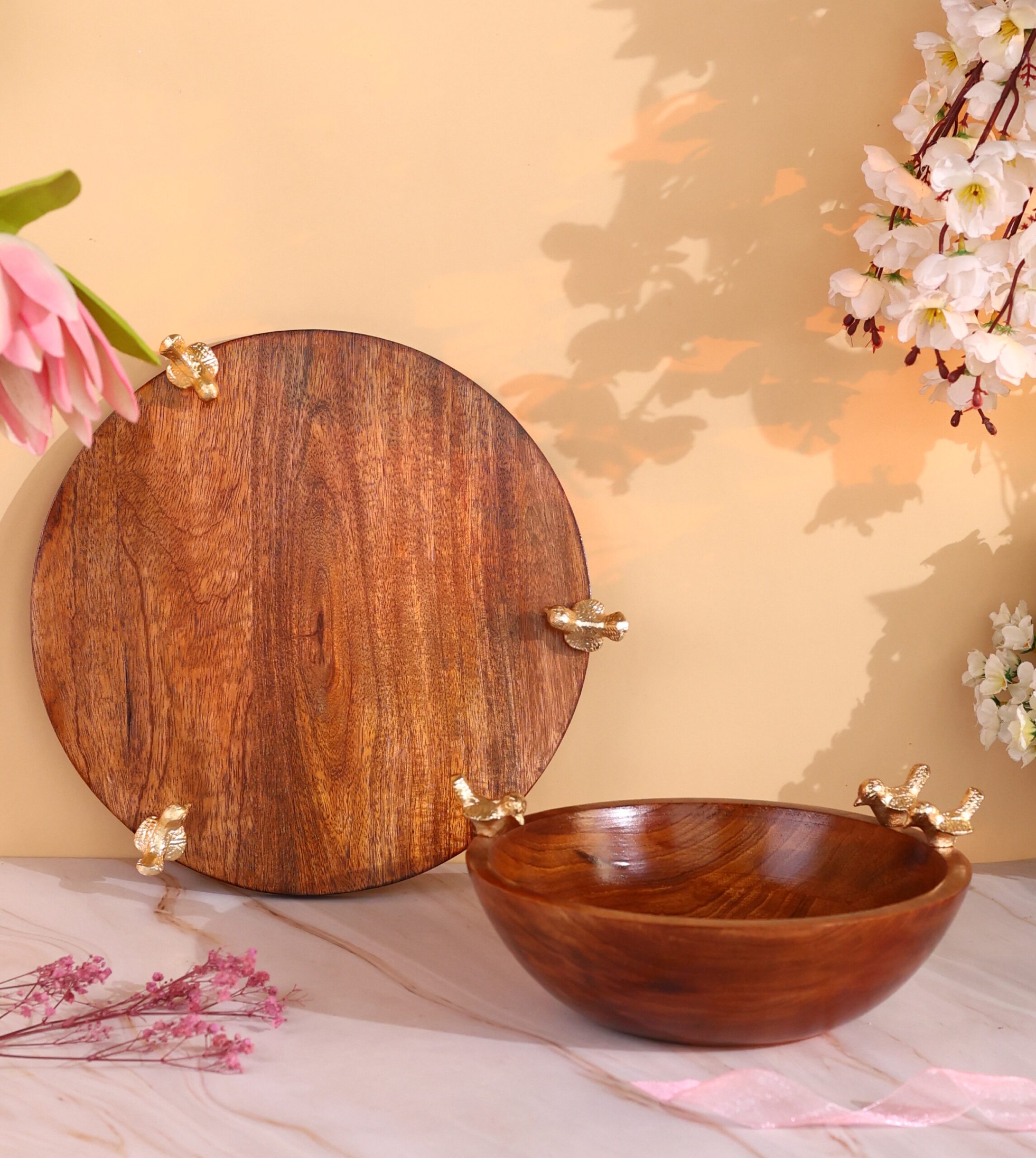 The Rustic Serve Set – Mango Wood Platter & Bowl